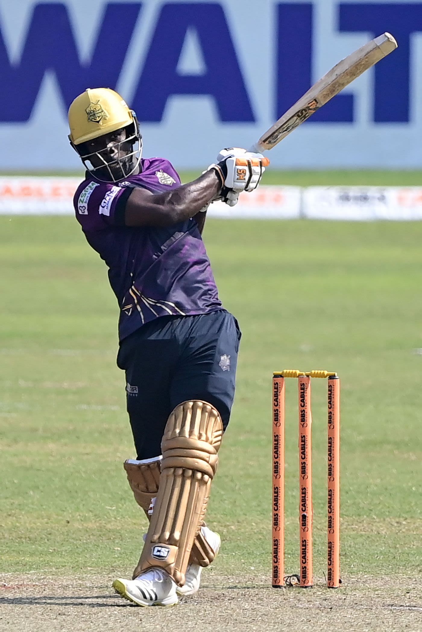 Chadwick Walton swings the ball towards midwicket