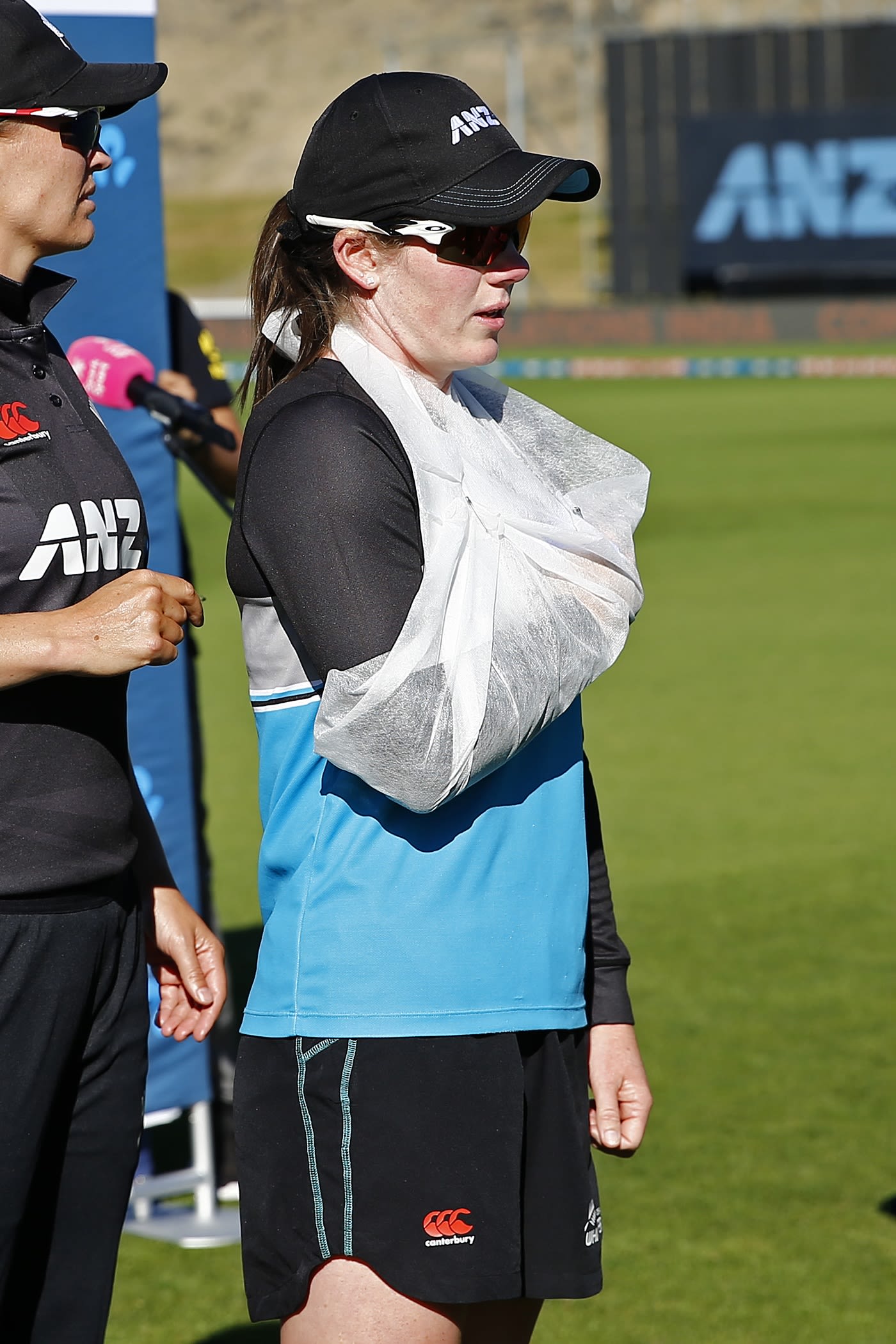 Lauren Down injured herself while taking a catch