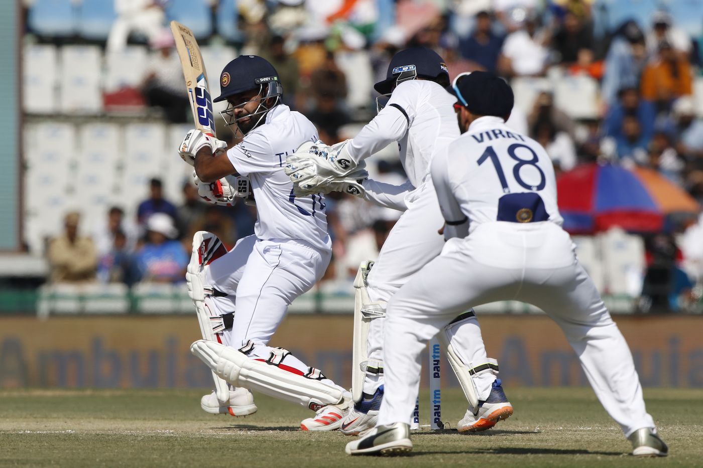 Lahiru Thirimanne plays a cut during a steady beginning to the innings