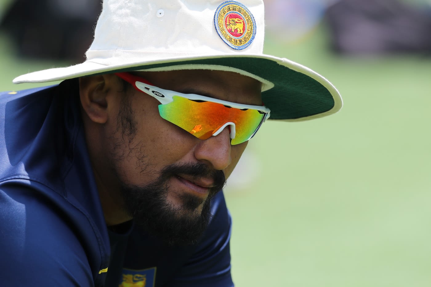 Suranga Lakmal warms up in what is his final Test before retiring