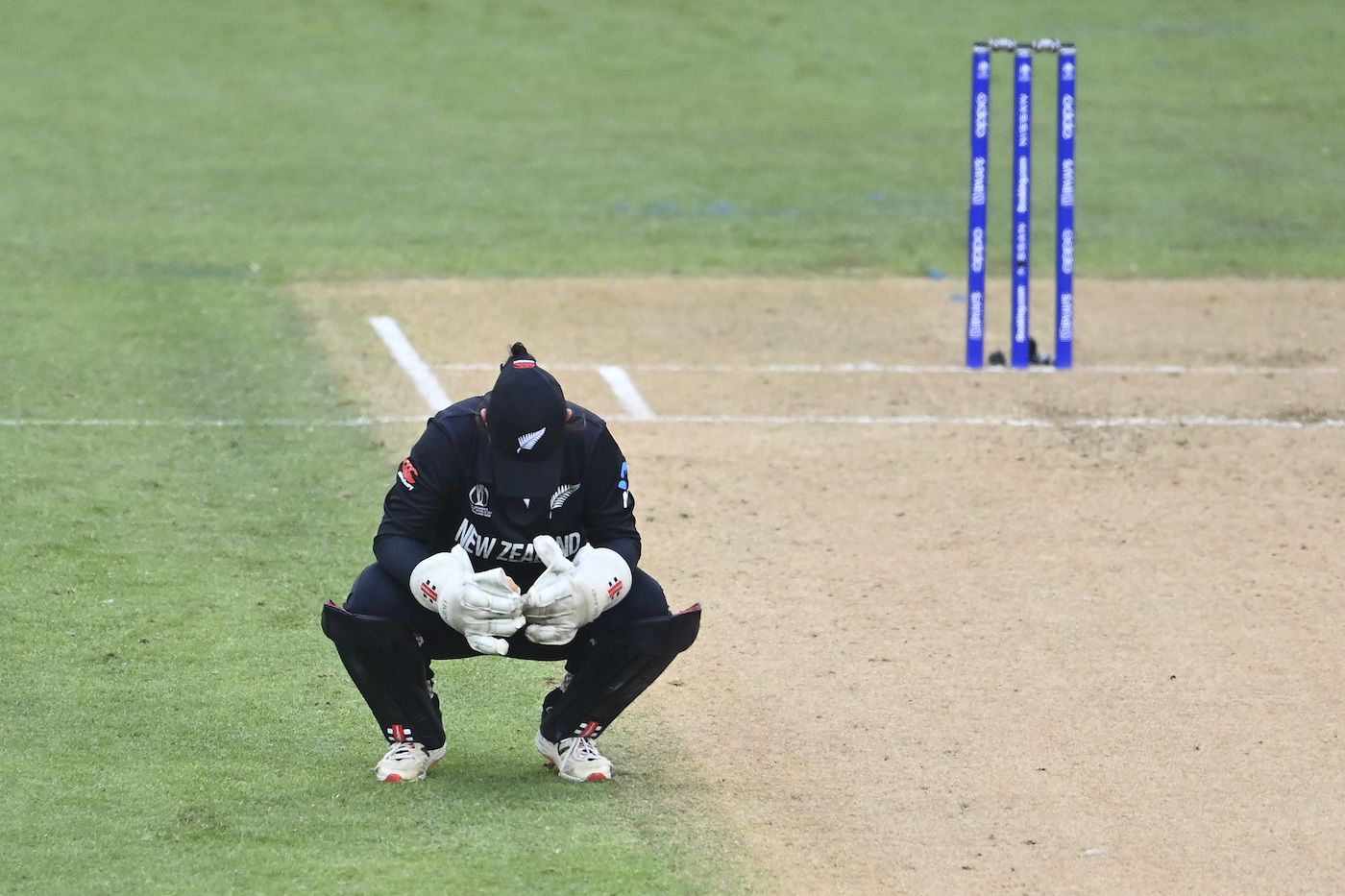A dejected Katey Martin reacts after New Zealand's loss