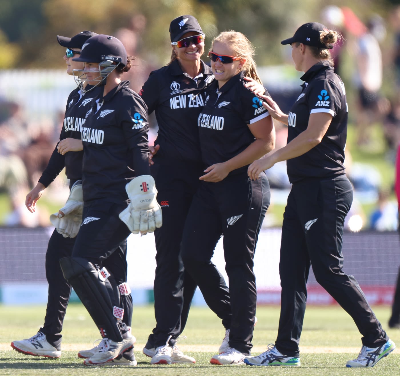 Frances Mackay celebrates a wicket