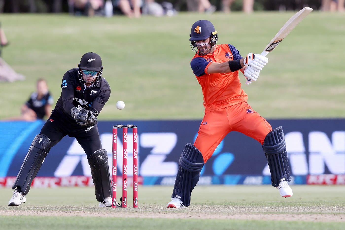 Michael Rippon slashes at the ball