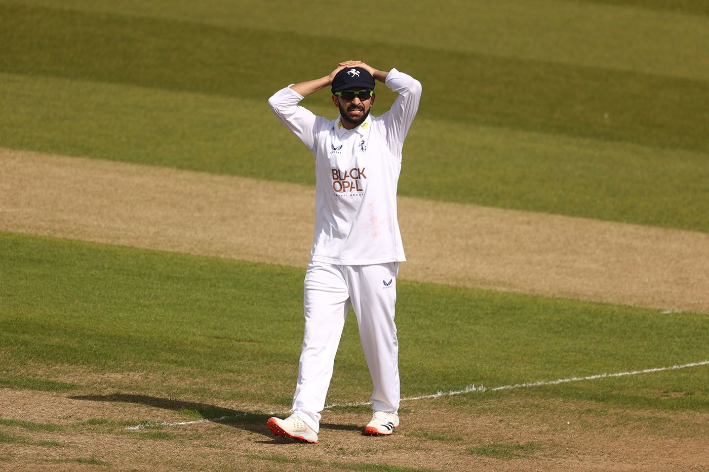 Hamidullah Qadri reacts to a dropped catch