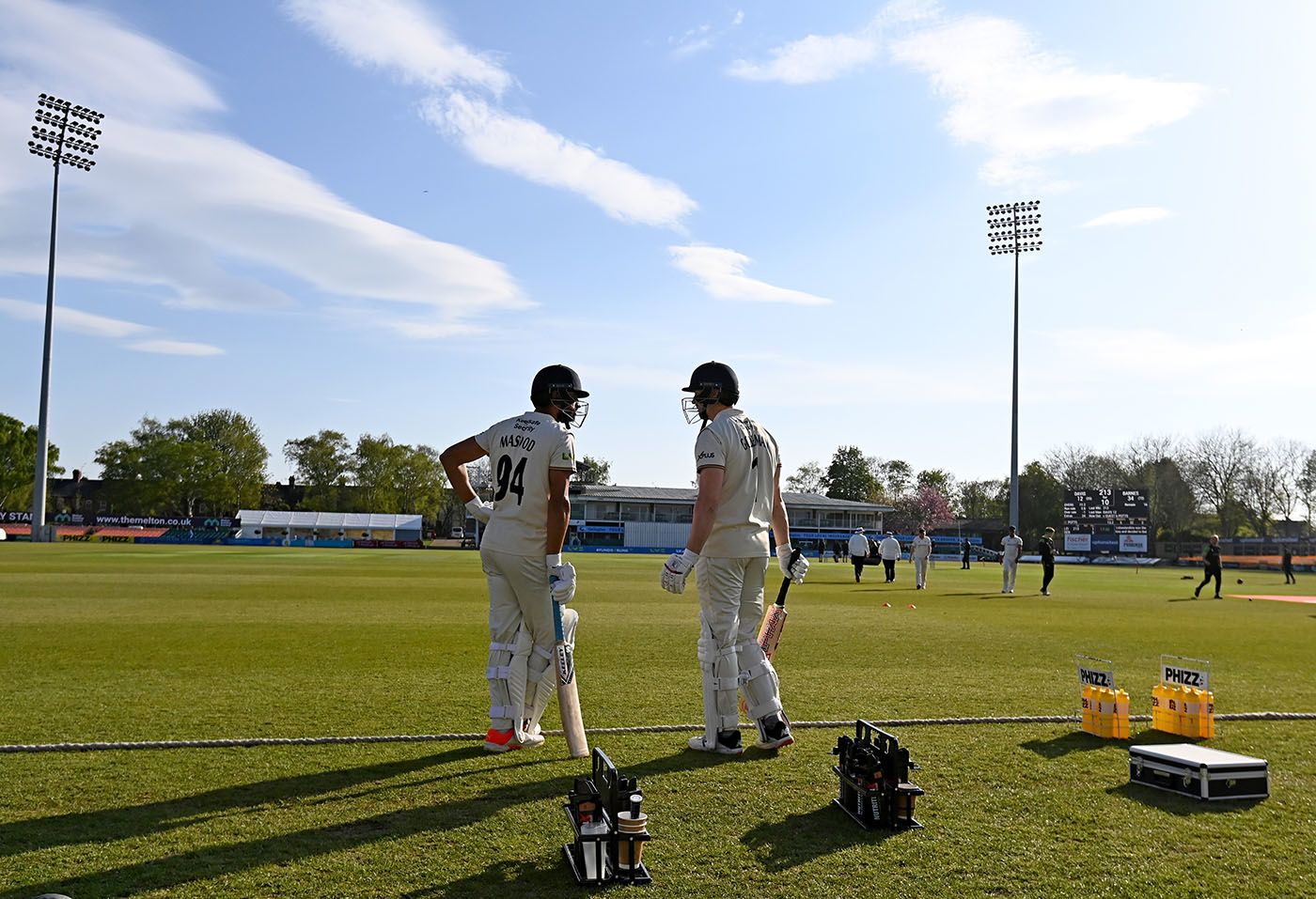 Openers Shan Masood and Billy Godleman prepare to bat