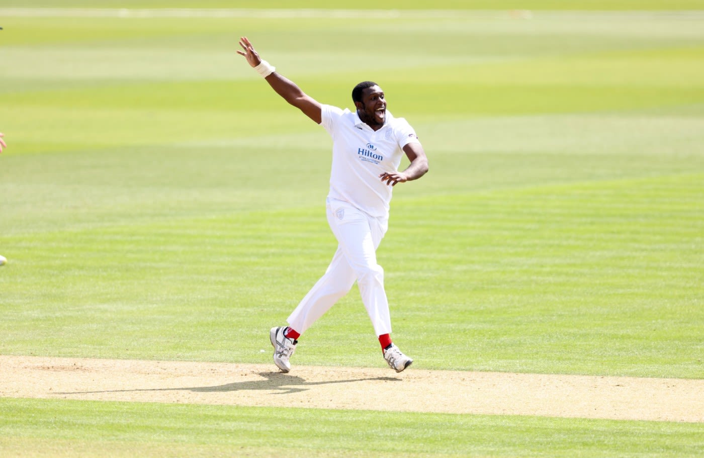 Keith Barker of Hampshire appeals for a wicket