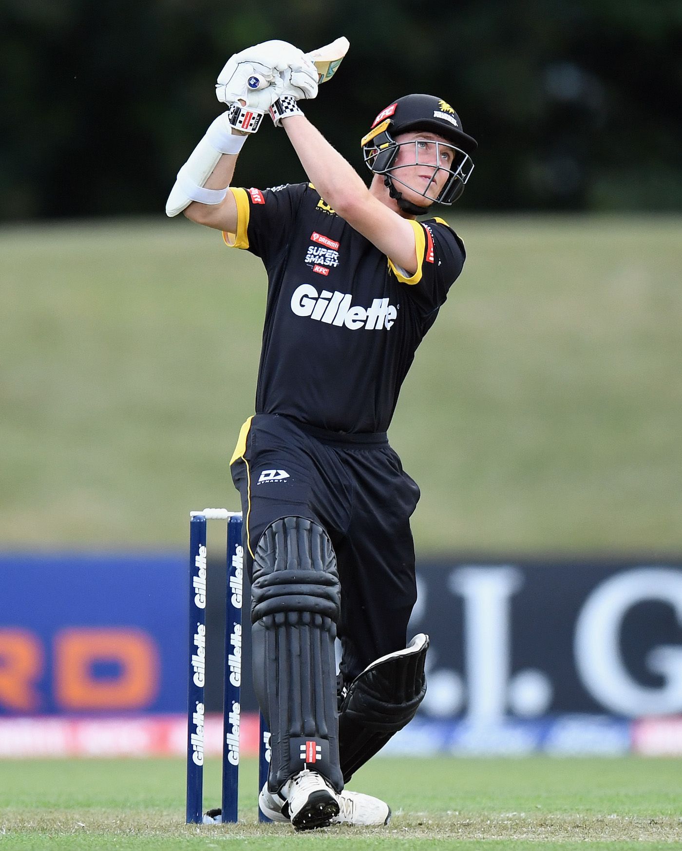 Luke Georgeson of the Firebirds bats during a Super Smash T20 match