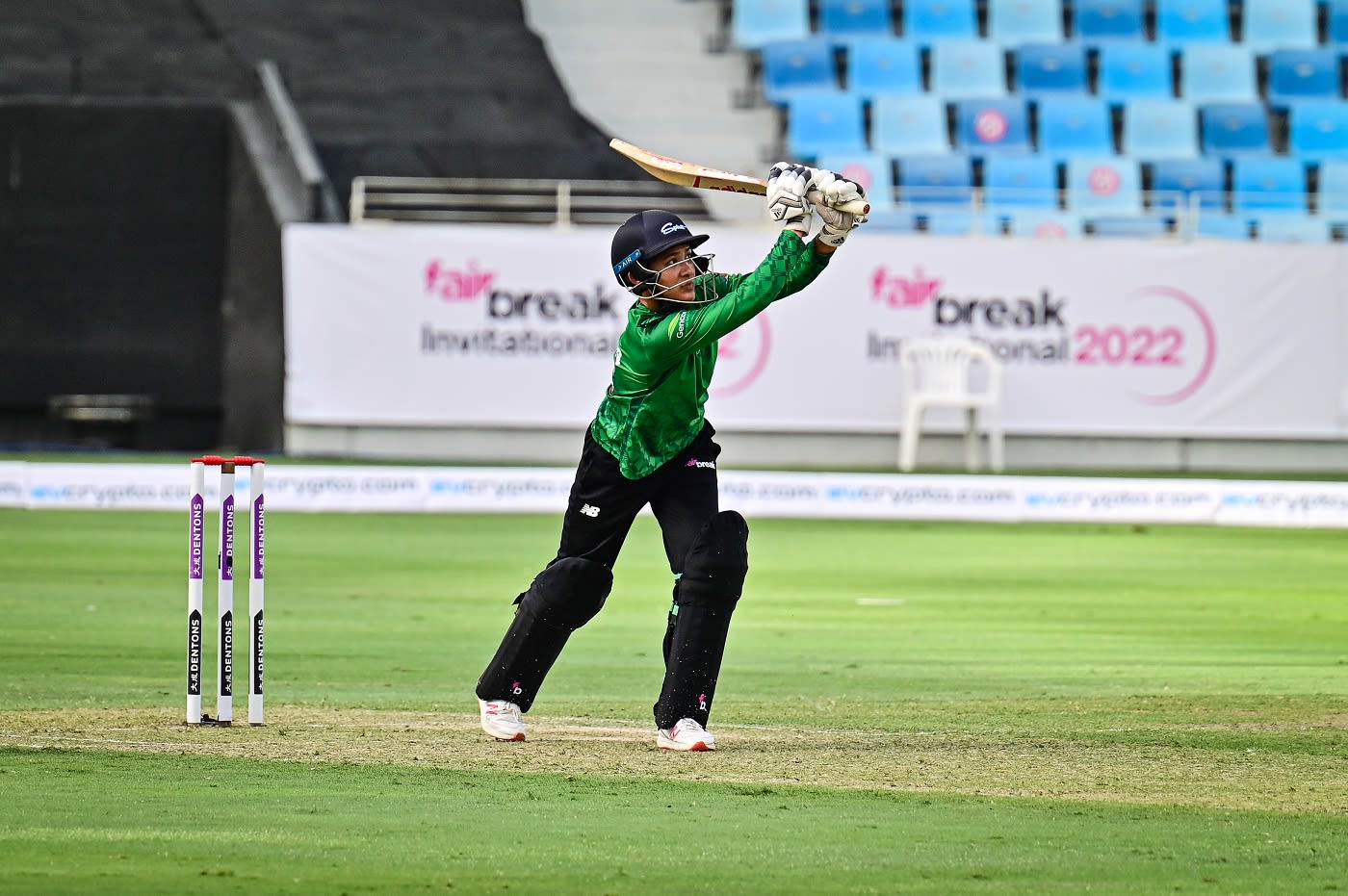 Natthakan Chantham whips one aerially over midwicket