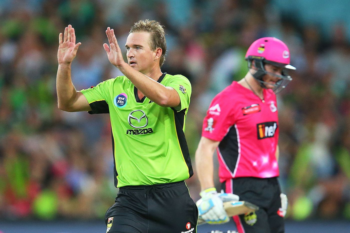 Nathan Hauritz celebrates a wicket