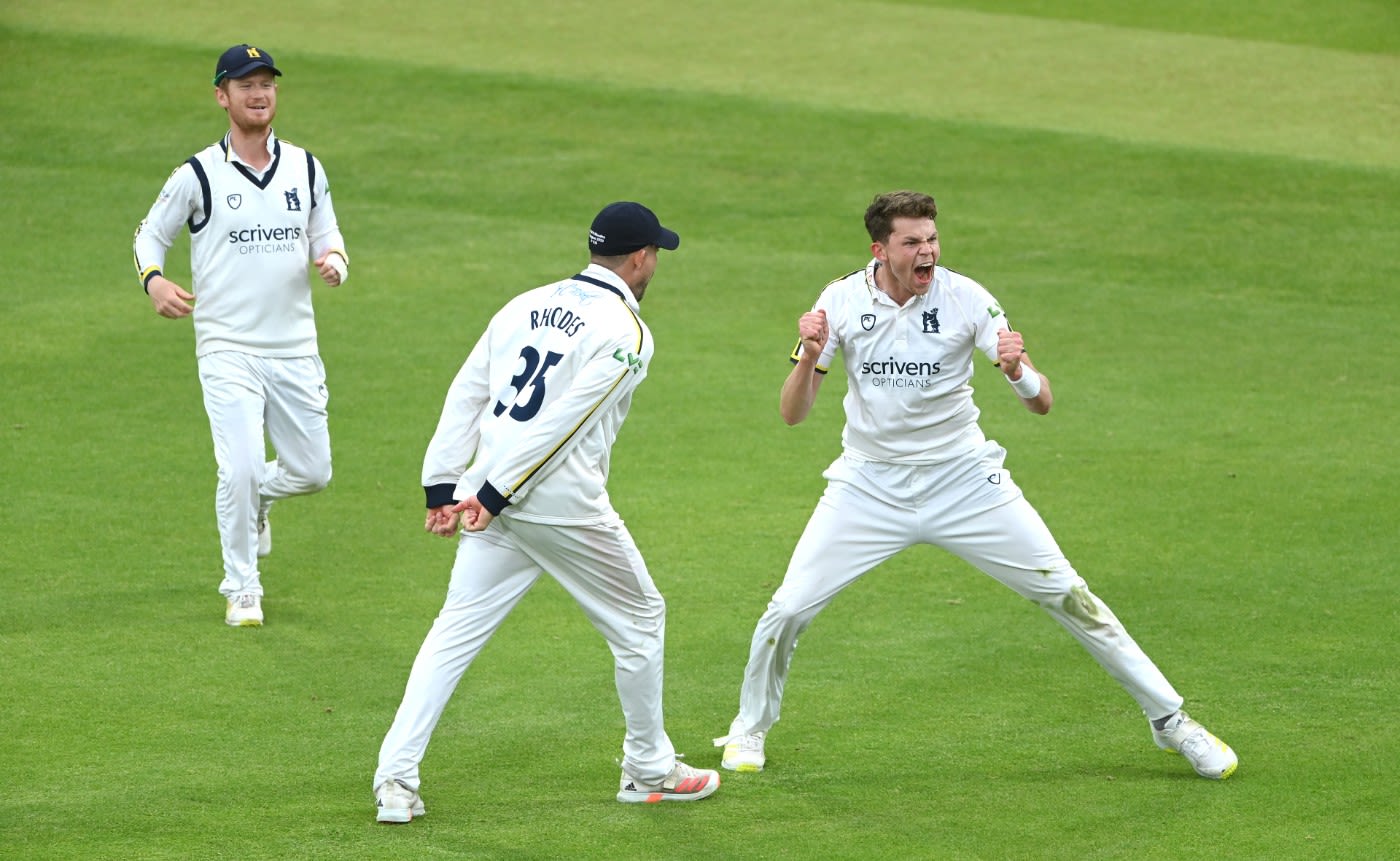 Henry Brookes celebrates the dismissal of Joe Root