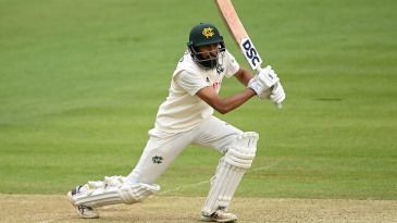 Haseeb Hameed carries his bat to leave Warwickshire praying for rain
