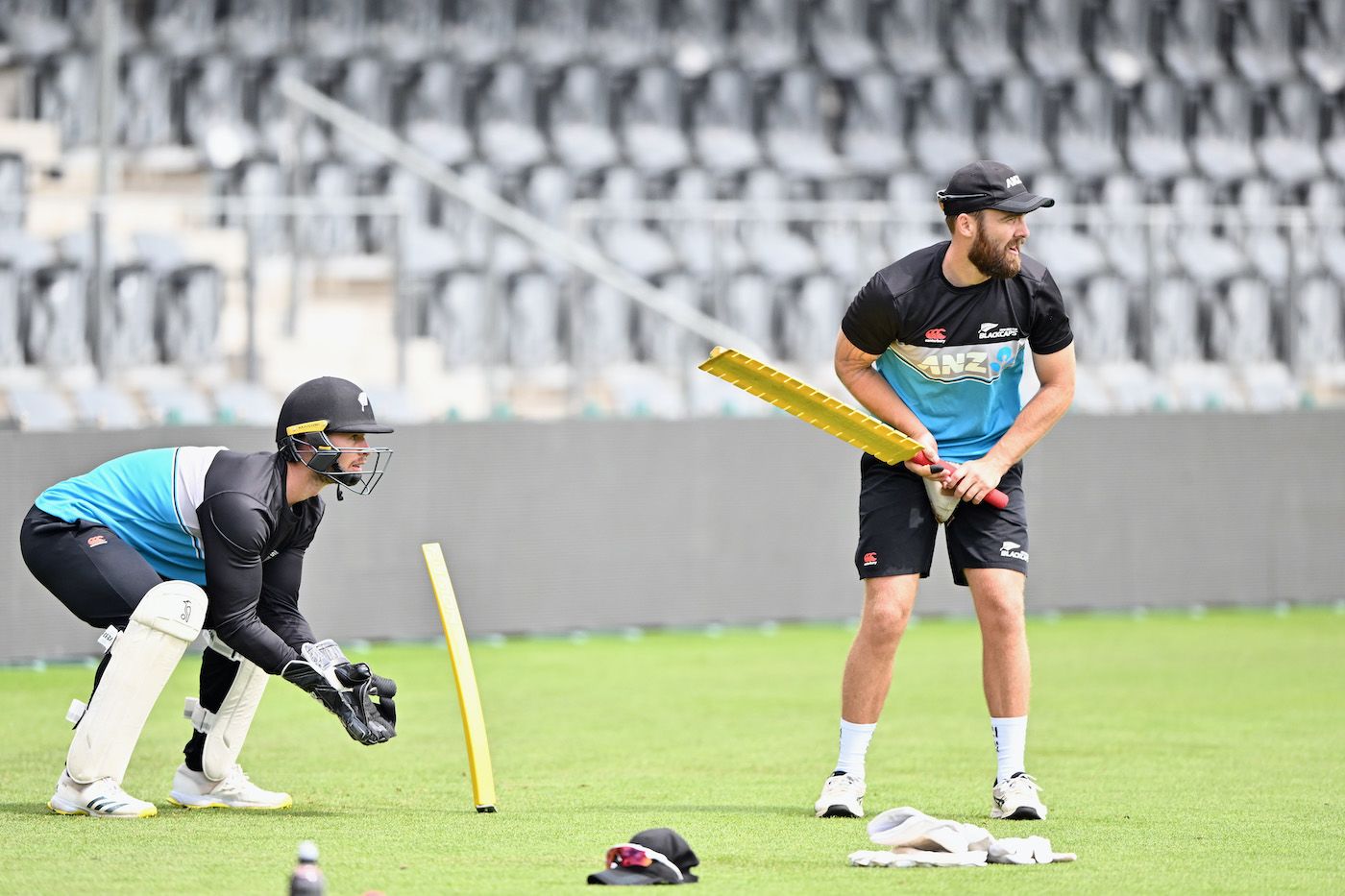 Tom Blundell (right) and Cam Fletcher train before the first Test
