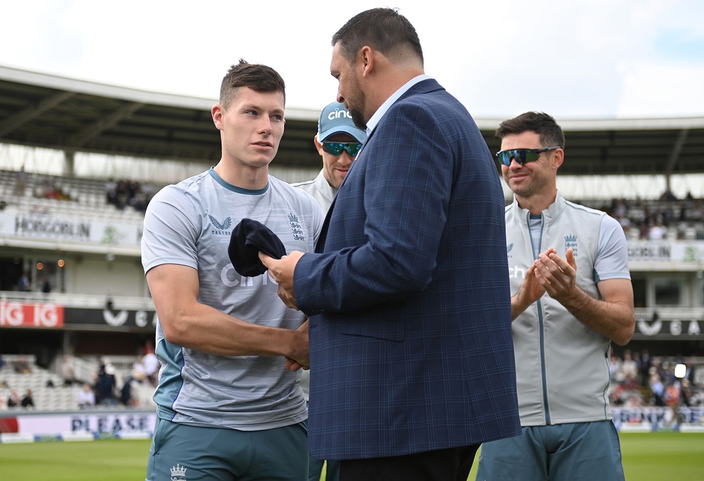 Steve Harmison presented Matthew Potts with his cap