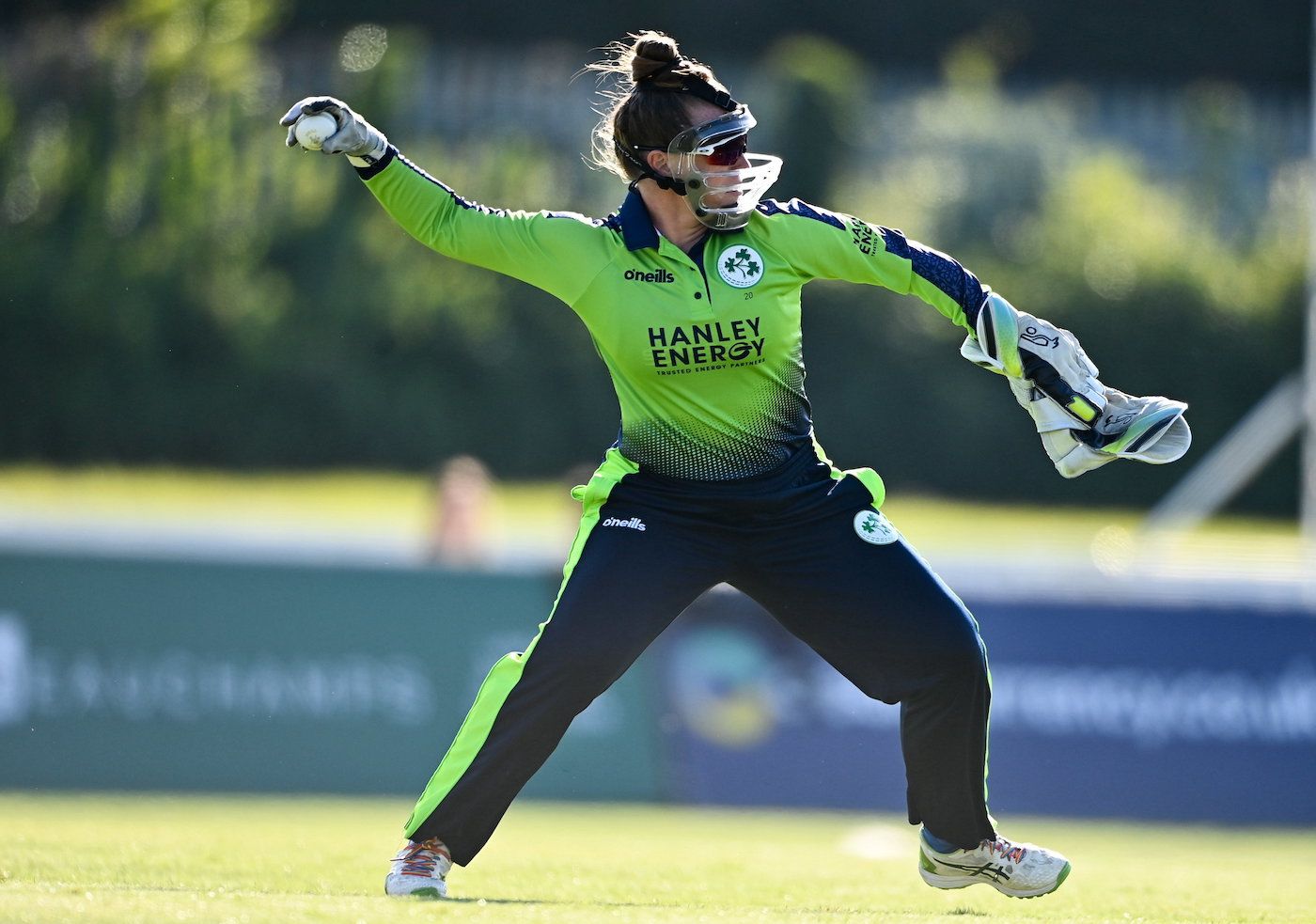 Mary Waldron prepares to throw the ball