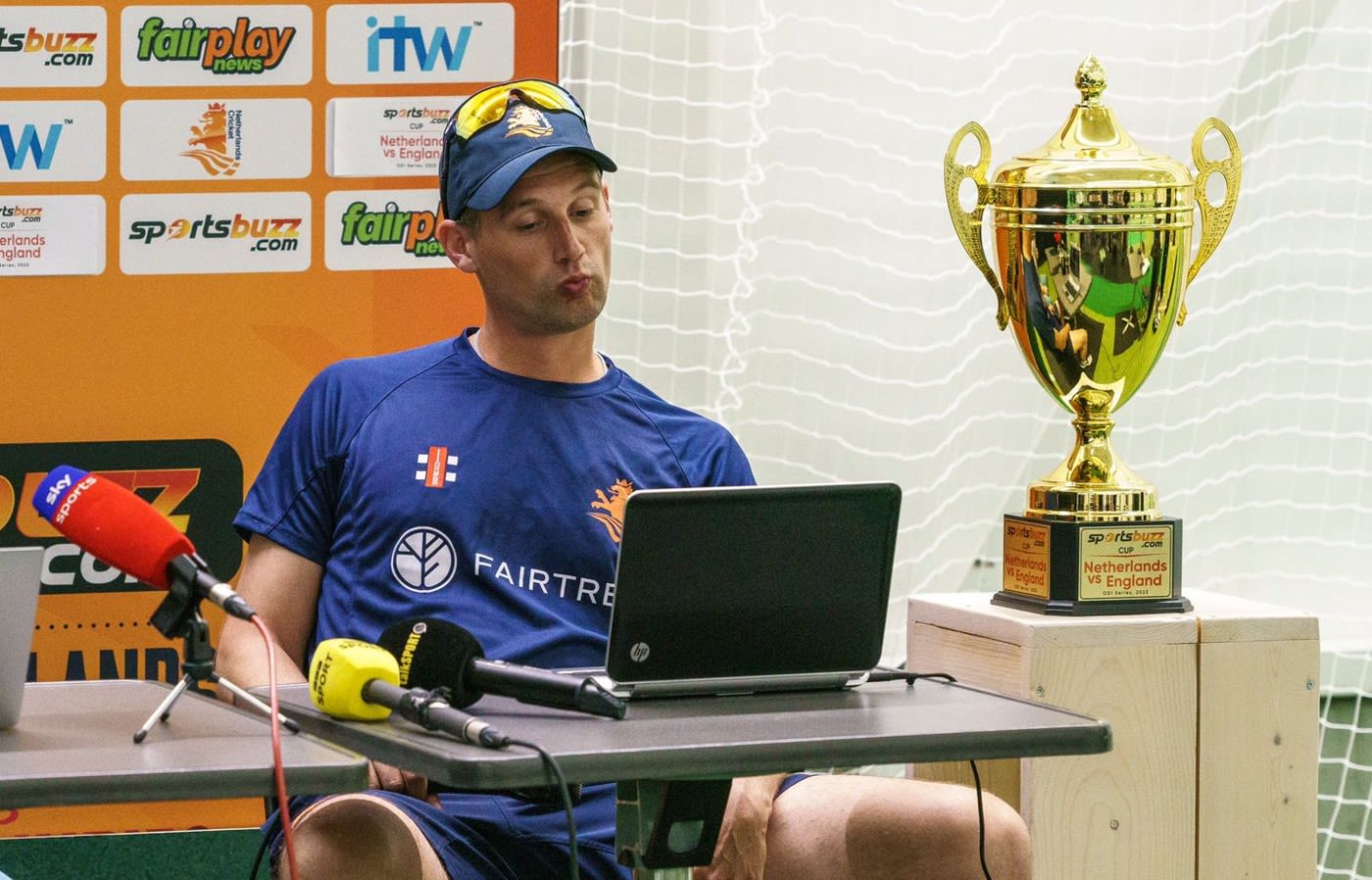Pieter Seelaar speaks to the media ahead of the first ODI
