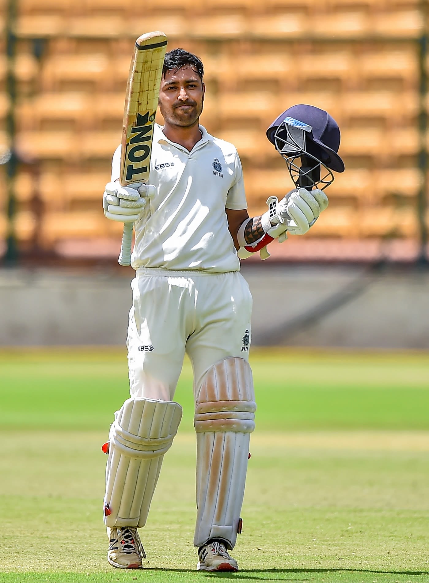 Shubham Sharma celebrates his hundred