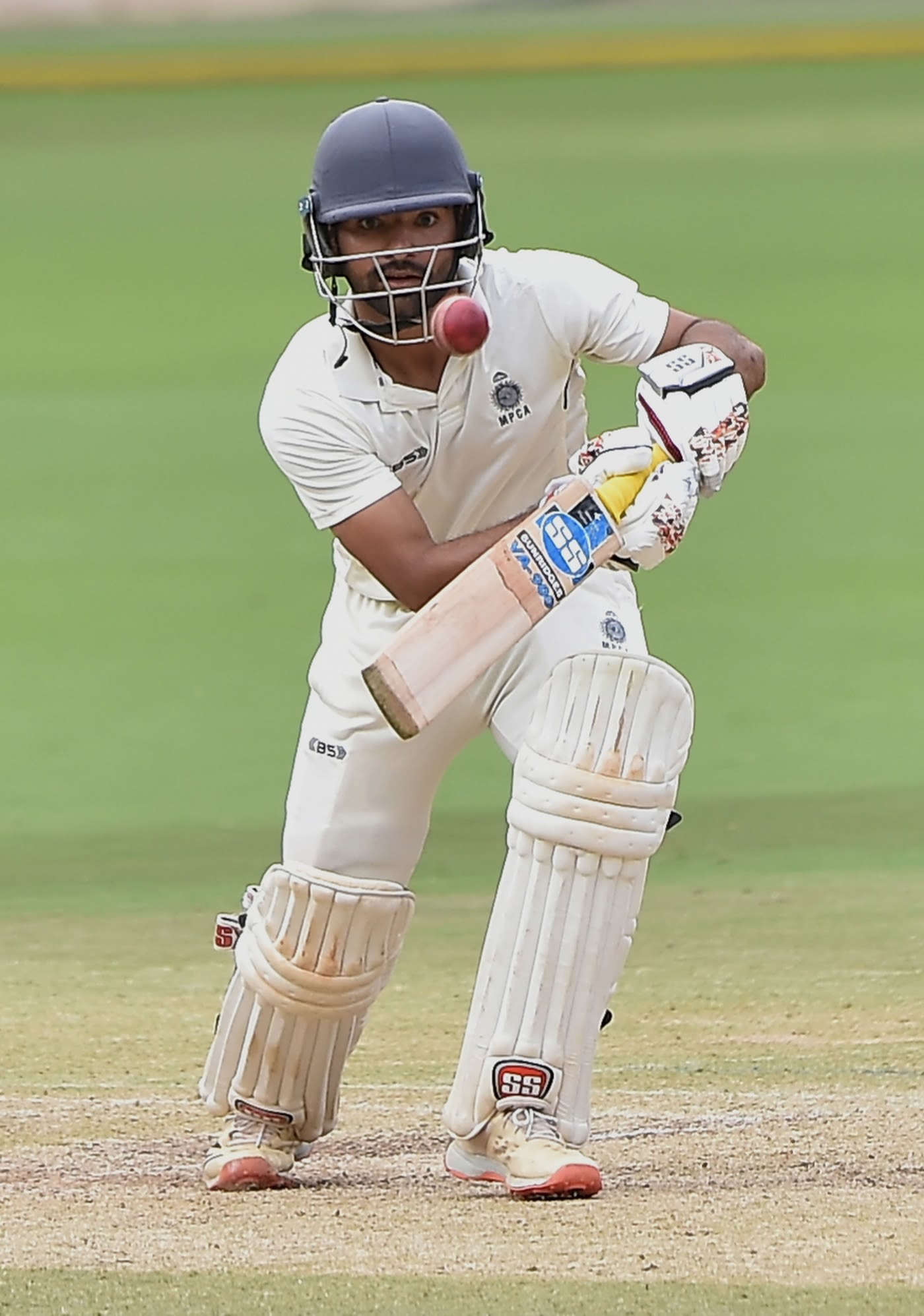Yash Dubey pushes one through the off side