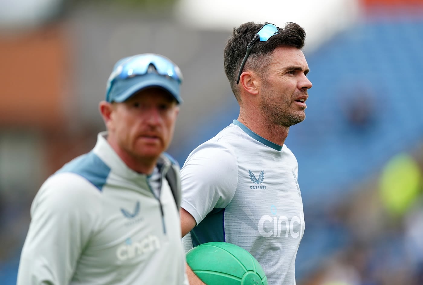 James Anderson out for a warm-up alongside Paul Collingwood