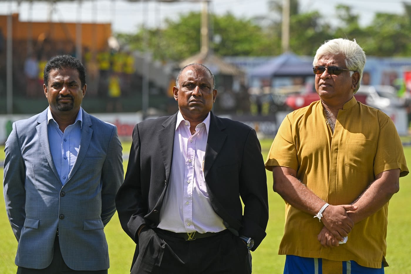 Muthiah Muralidaran, Arjuna Ranatunga and Aravinda de Silva in attendance on the opening day