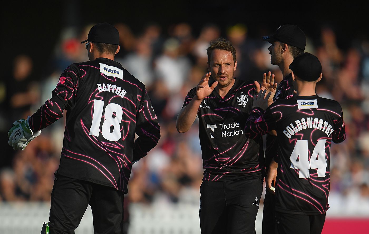 Josh Davey celebrates a wicket