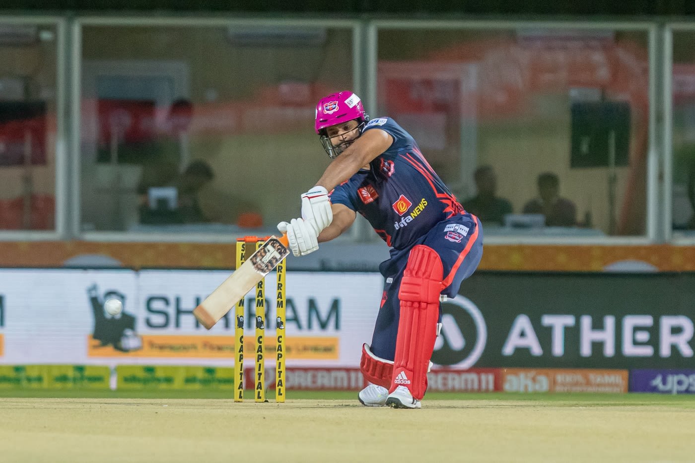 S Anirudha drills a drive