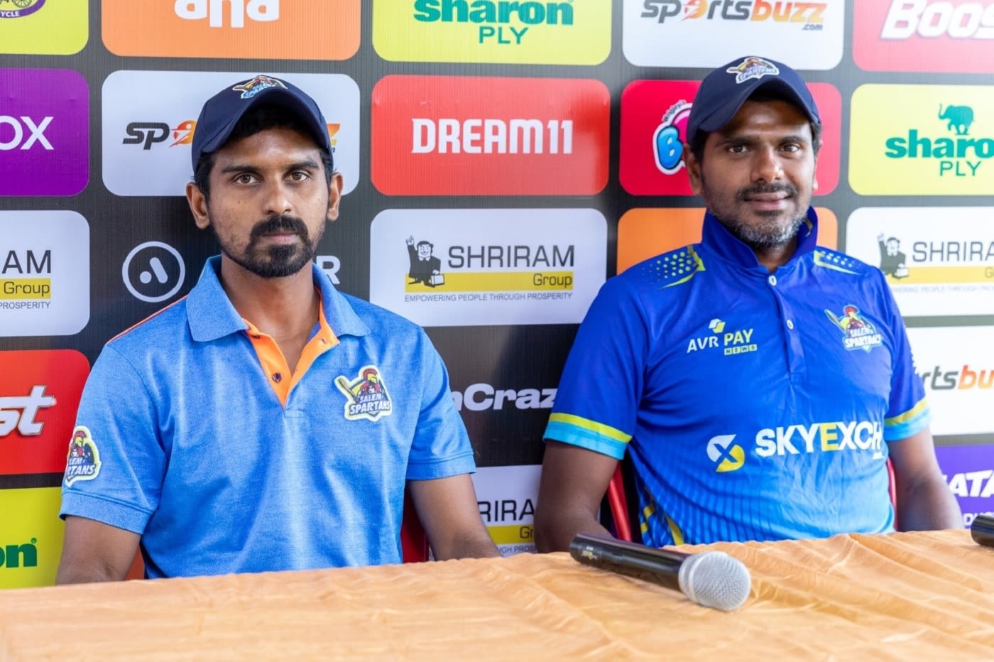 Salem Spartans captain M Ashwin and coach R Prasanna at a press conference