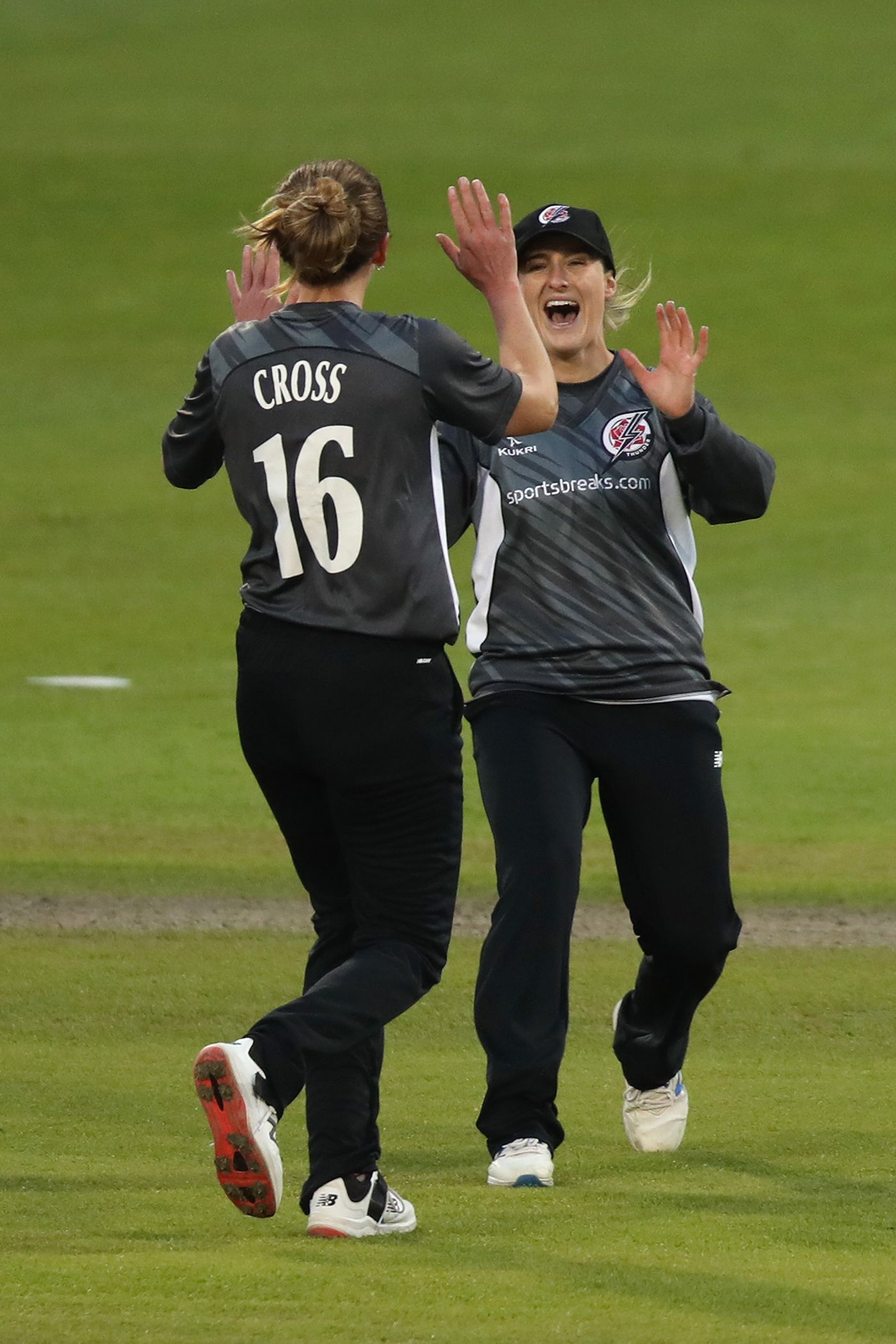 Kate Cross and Emma Lamb celebrate