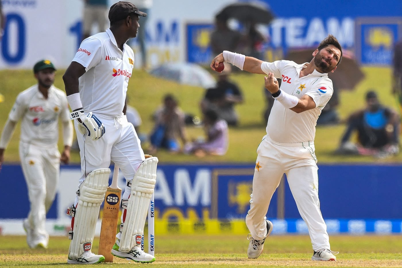Yasir Shah bowls on the first day of the second Test