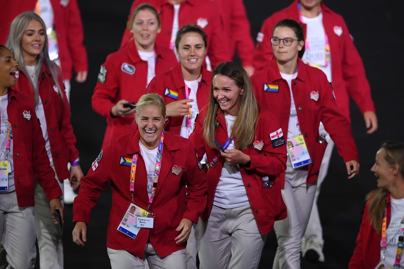 Team England make their way around the stadium during the opening ceremony