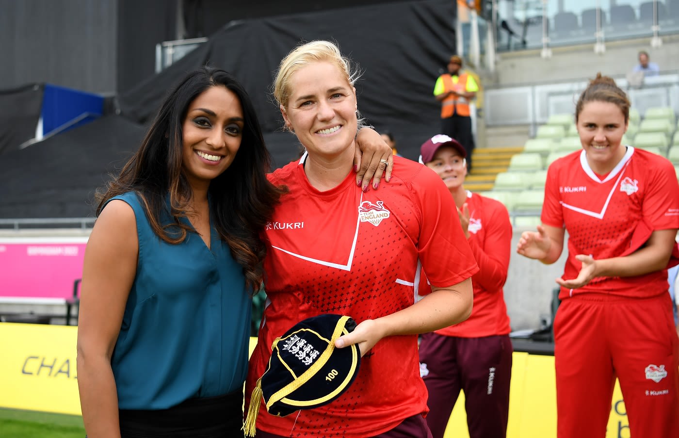 Katherine Brunt was awarded a special cap from Isa Guha
