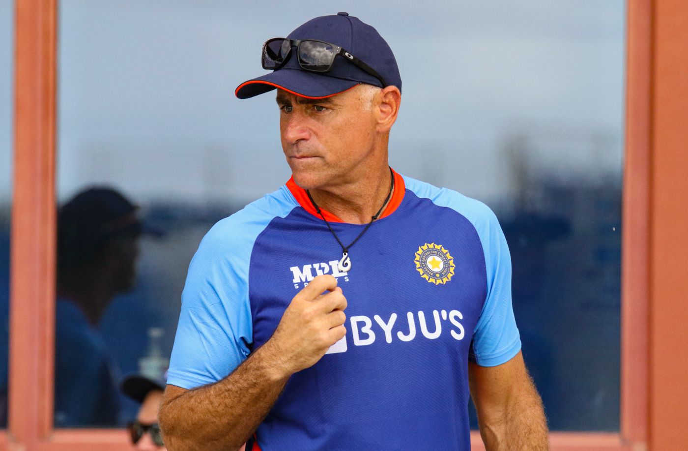 India mental conditioning coach Paddy Upton finishes a chat during training