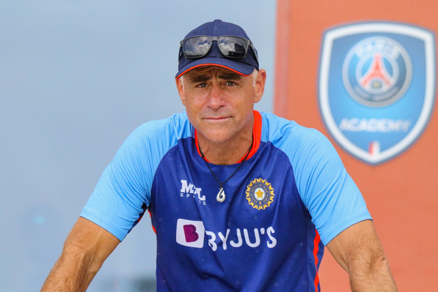 India mental conditioning coach Paddy Upton looks on at training