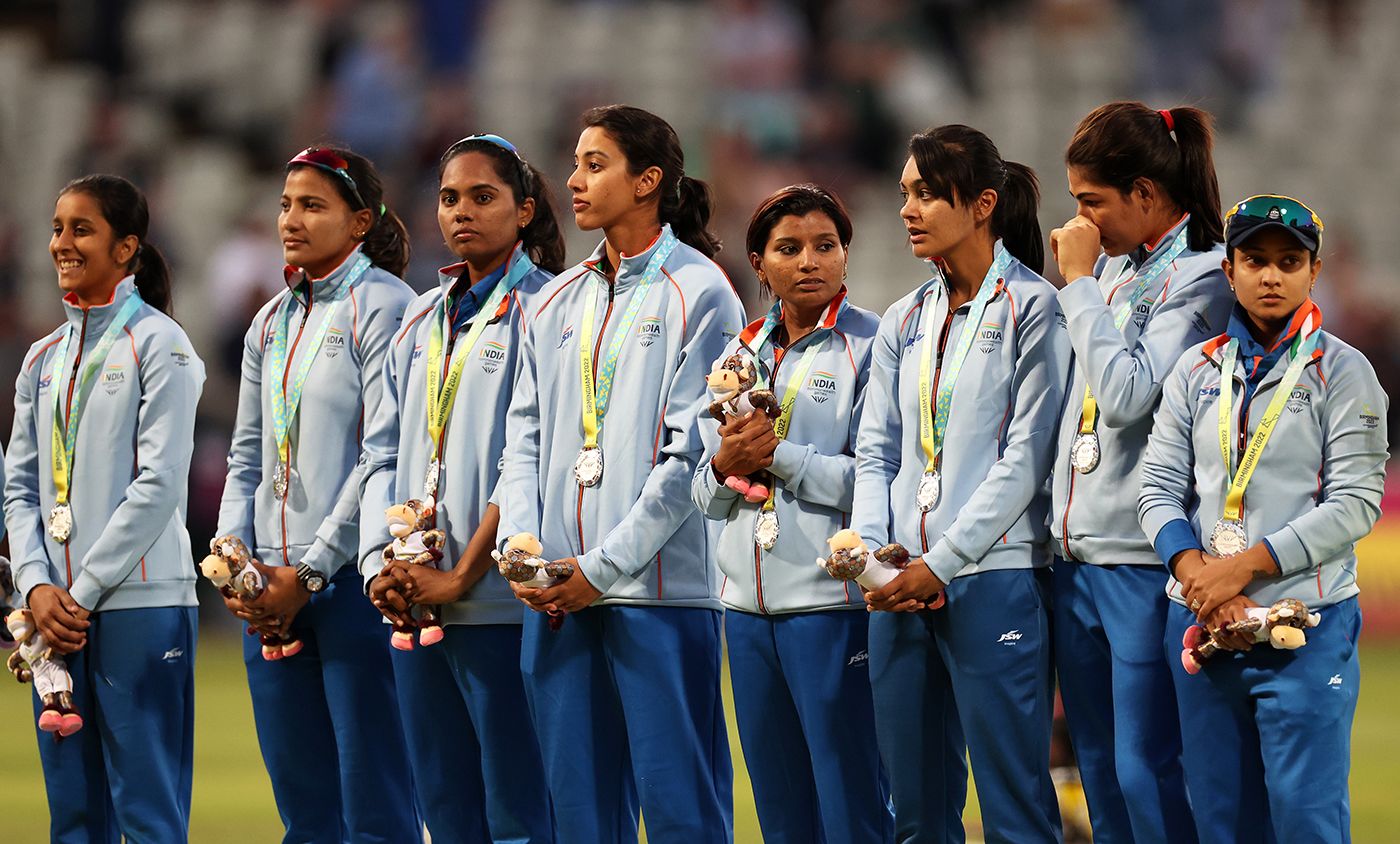 India's players with their silver medals