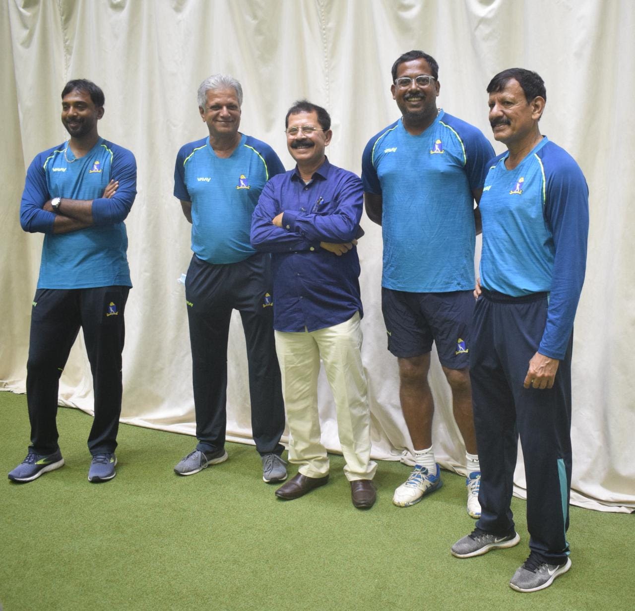 [L to R] Saurasish Lahiri, WV Raman, Debabrata Das, Shib Sankar Paul and Utpal Chatterjee at the Eden Gardens indoor facility