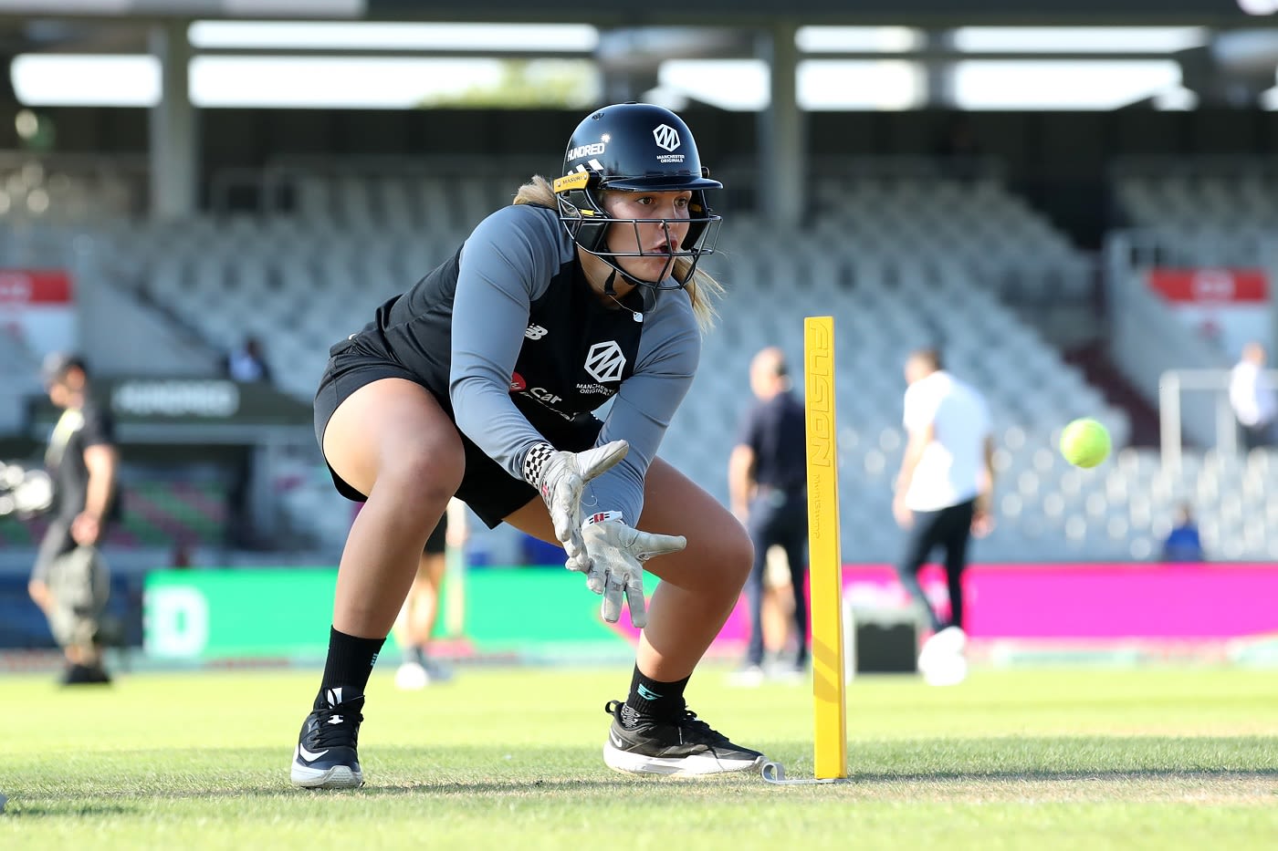 Eleanor Threlkeld warms up before the game
