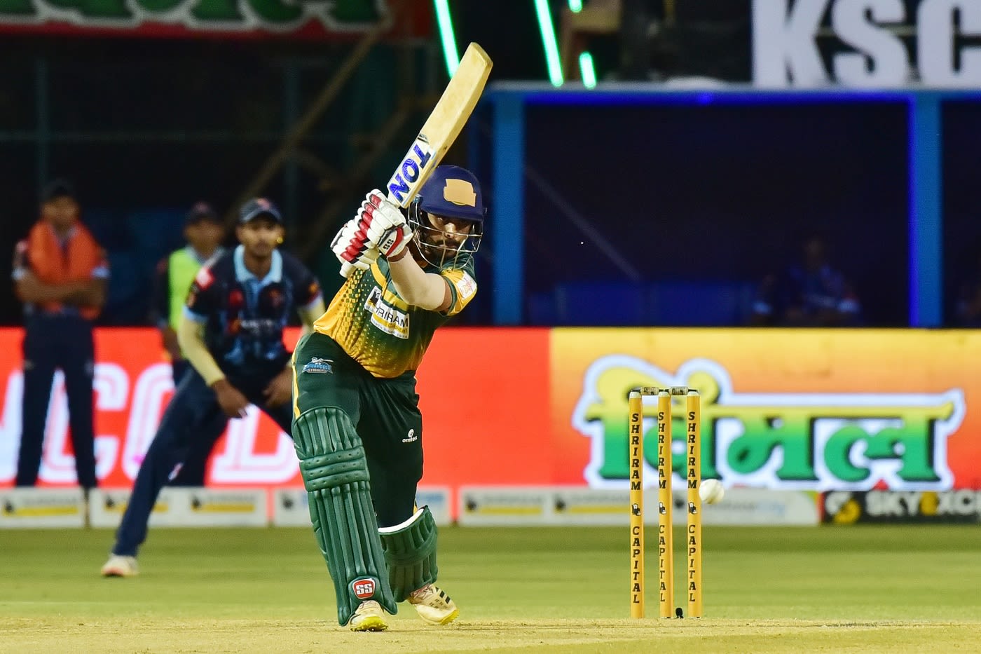 Rohan Kadam drills one through cover