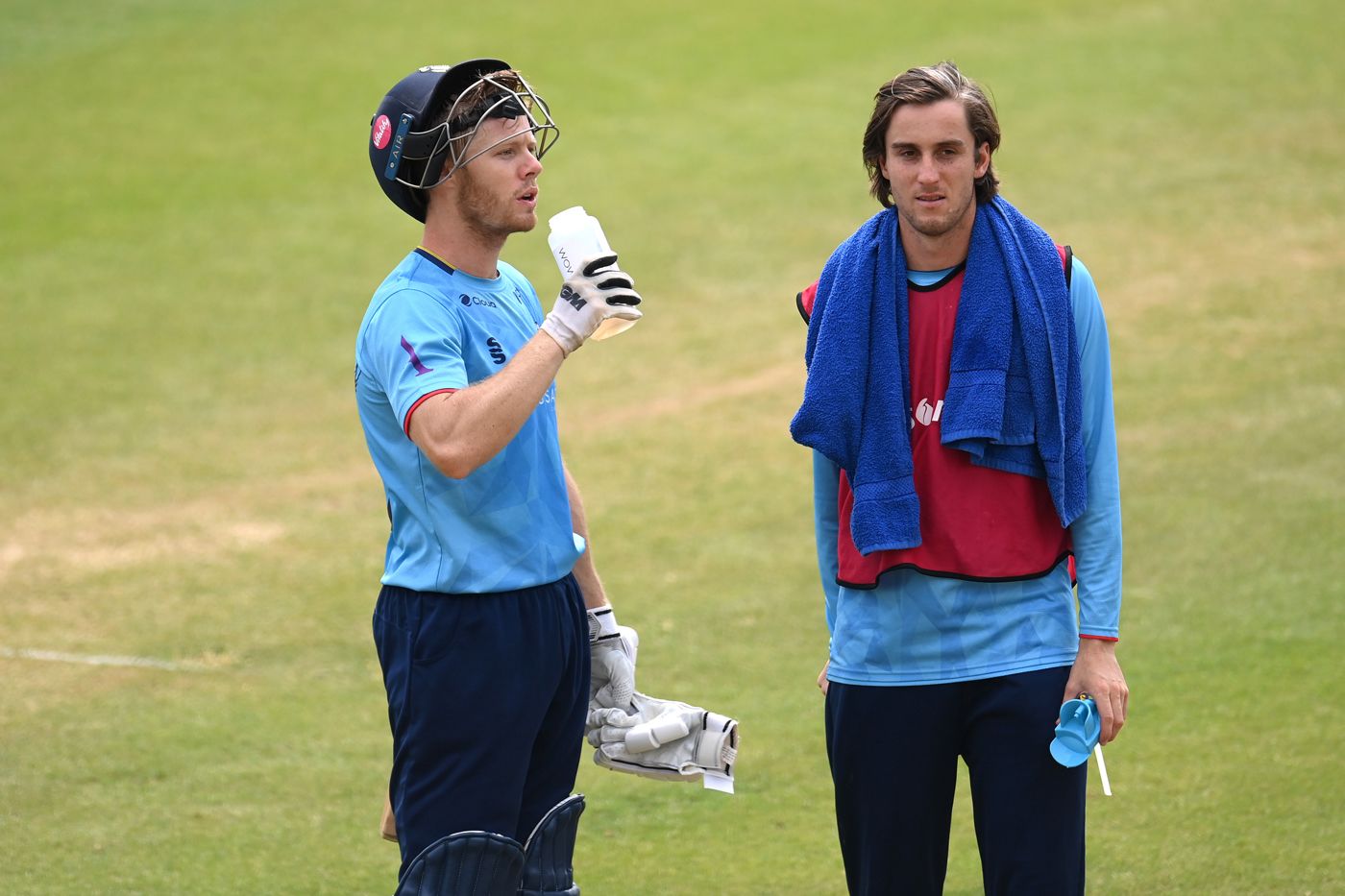Grant Roelofsen takes a breather during his Essex innings against Yorkshire
