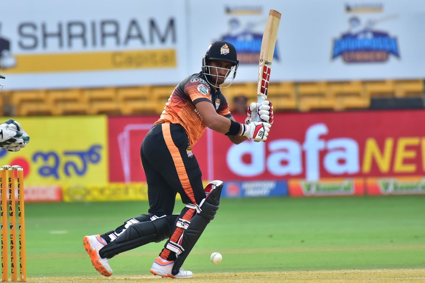 Luvnith Sisodia works one away towards fine leg