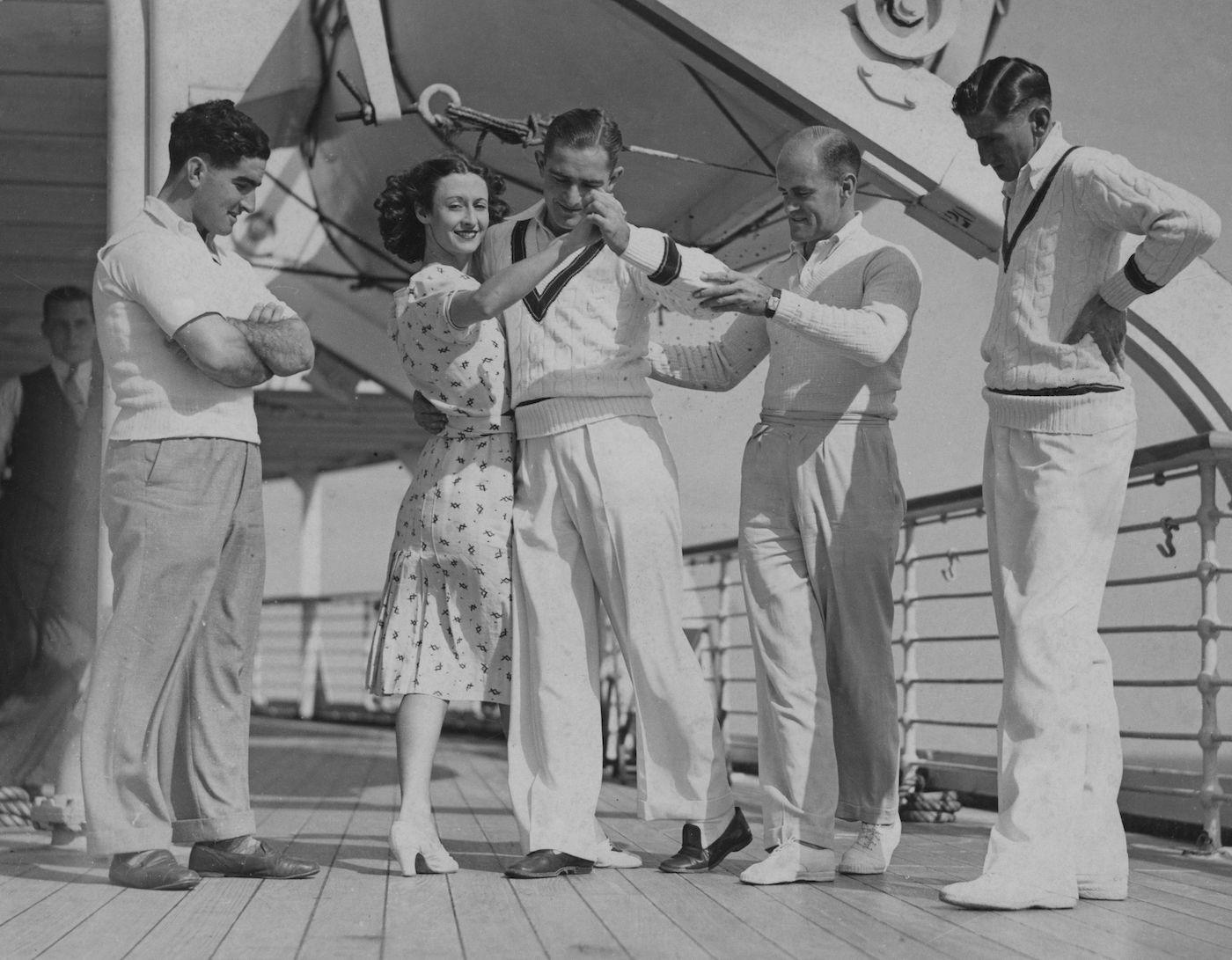 Sid Barnes learns the quickstep onboard the Orontes bound for England