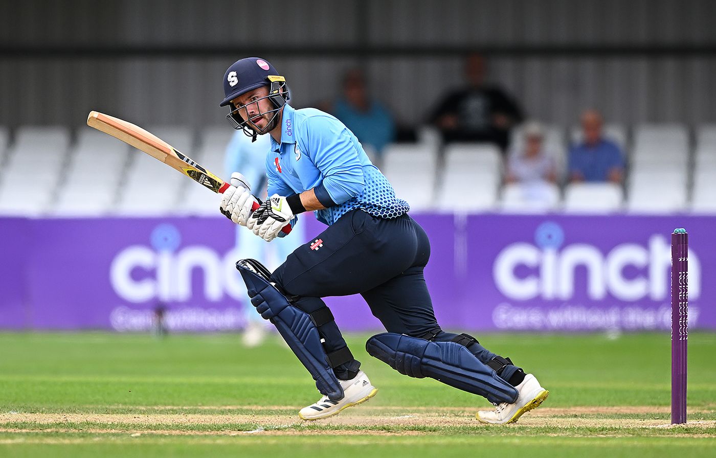 Lewis McManus works leg side on his way to a maiden List A hundred