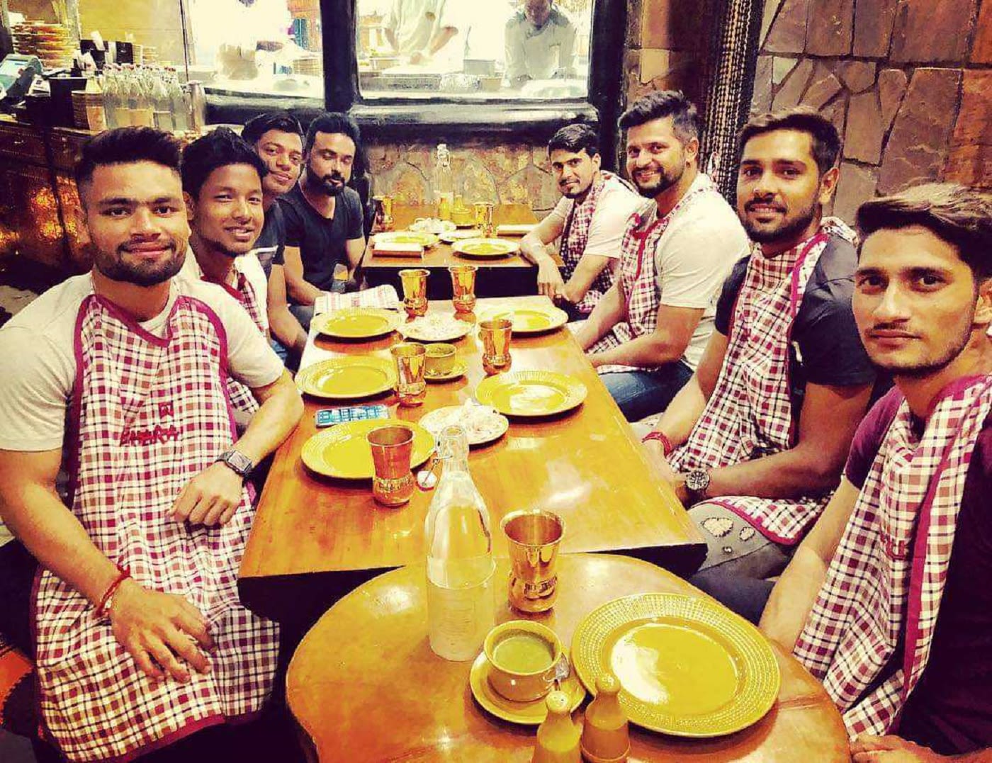 Upendra Yadav (right) at a UP team dinner with the likes of Suresh Raina, Rinku Singh and Ankit Rajpoot