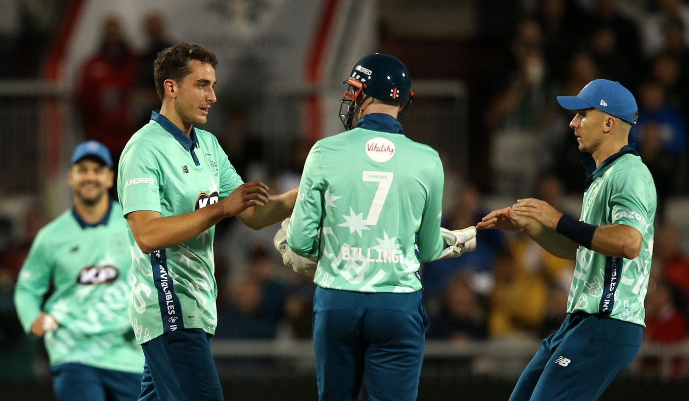 Peter Hatzolgou, Sam Billings and Tom Curran celebrate