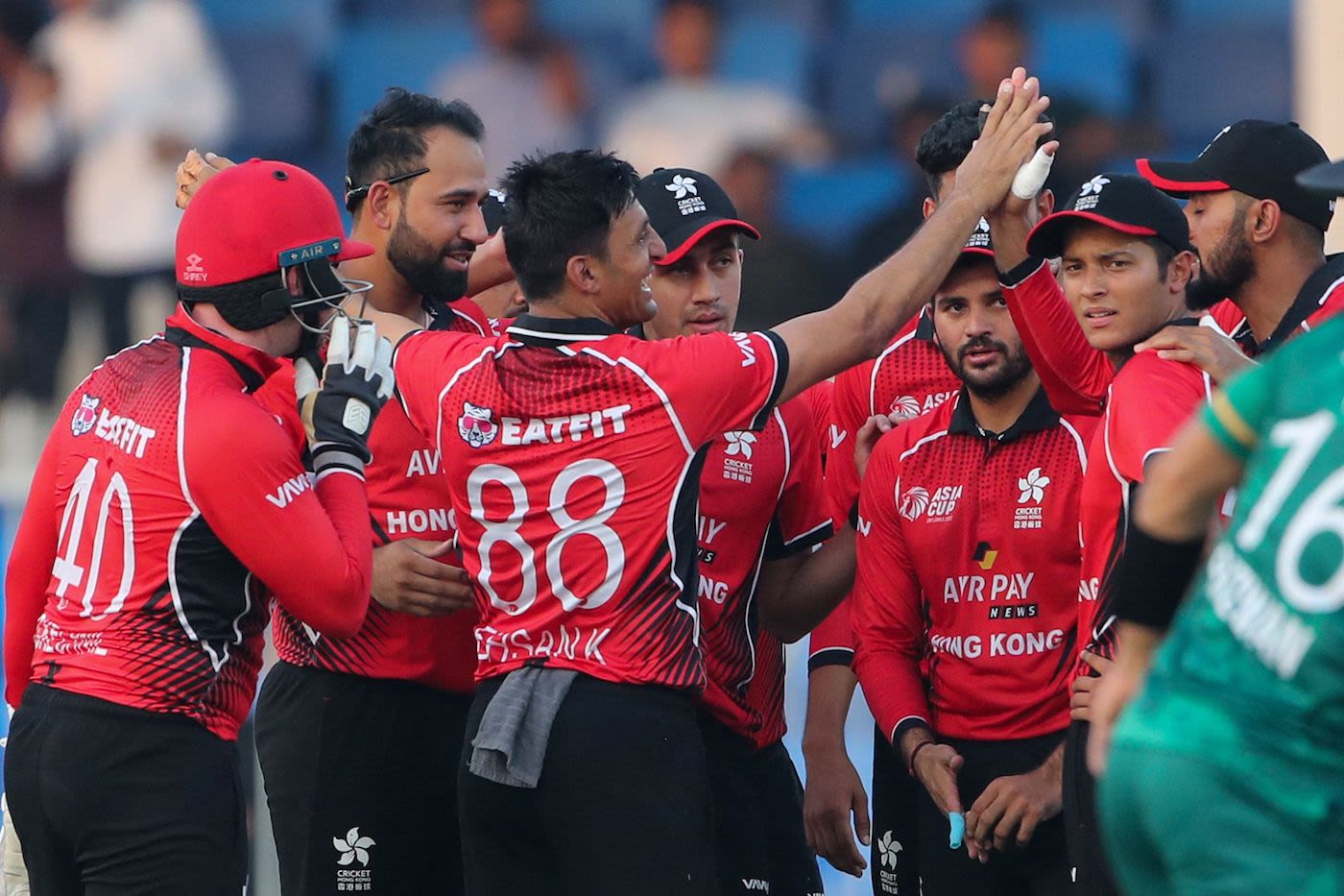 Ehsan Khan celebrates after dismissing Babar Azam