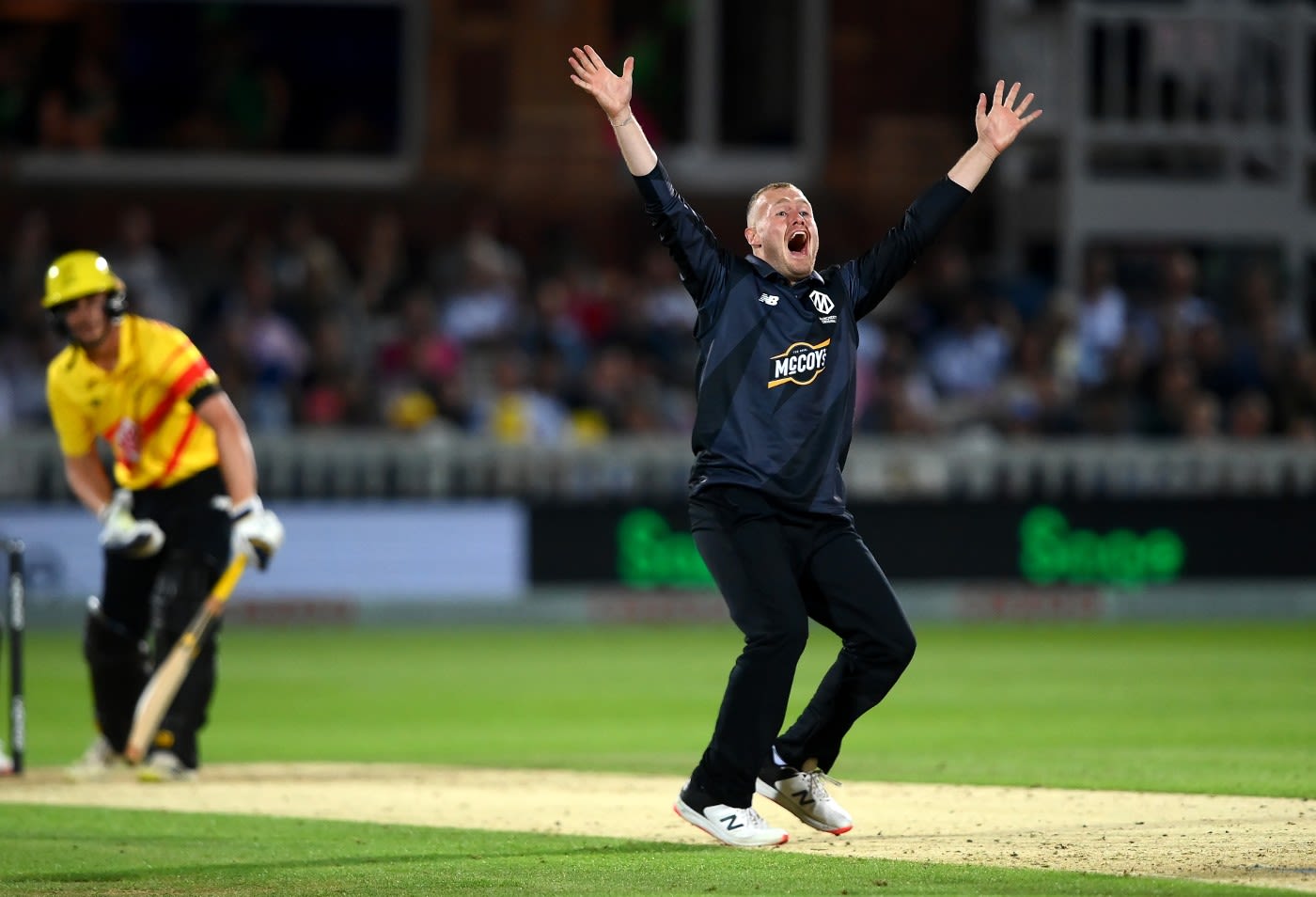 Matt Parkinson claims the lbw of Tom Kohler-Cadmore