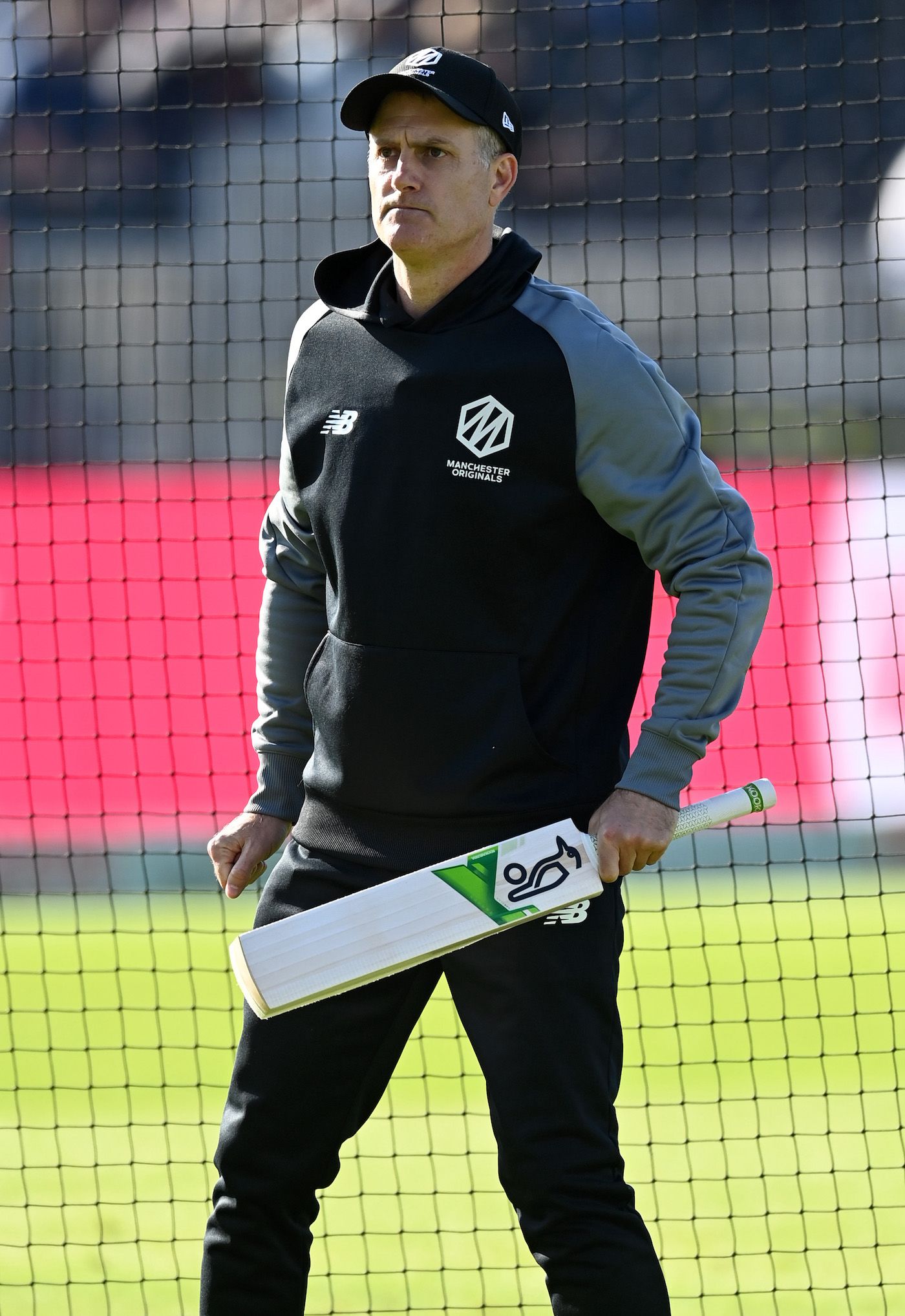Manchester Originals coach Simon Katich during a training session