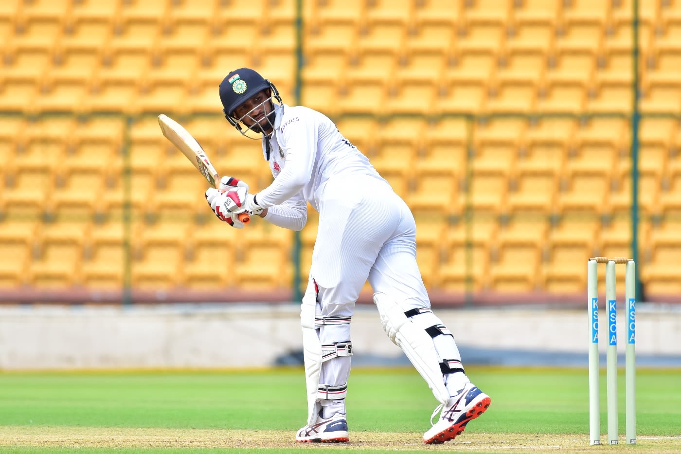 Upendra Yadav plays a leg glance en route to his 76