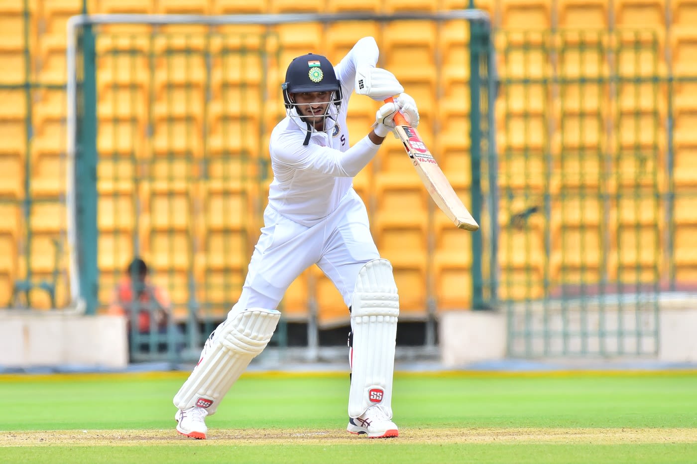 Upendra Yadav pushes one on the off side