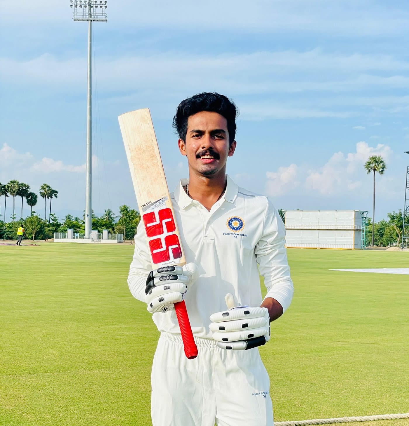 Rohan Kunnummal poses after his exploits at Duleep Trophy