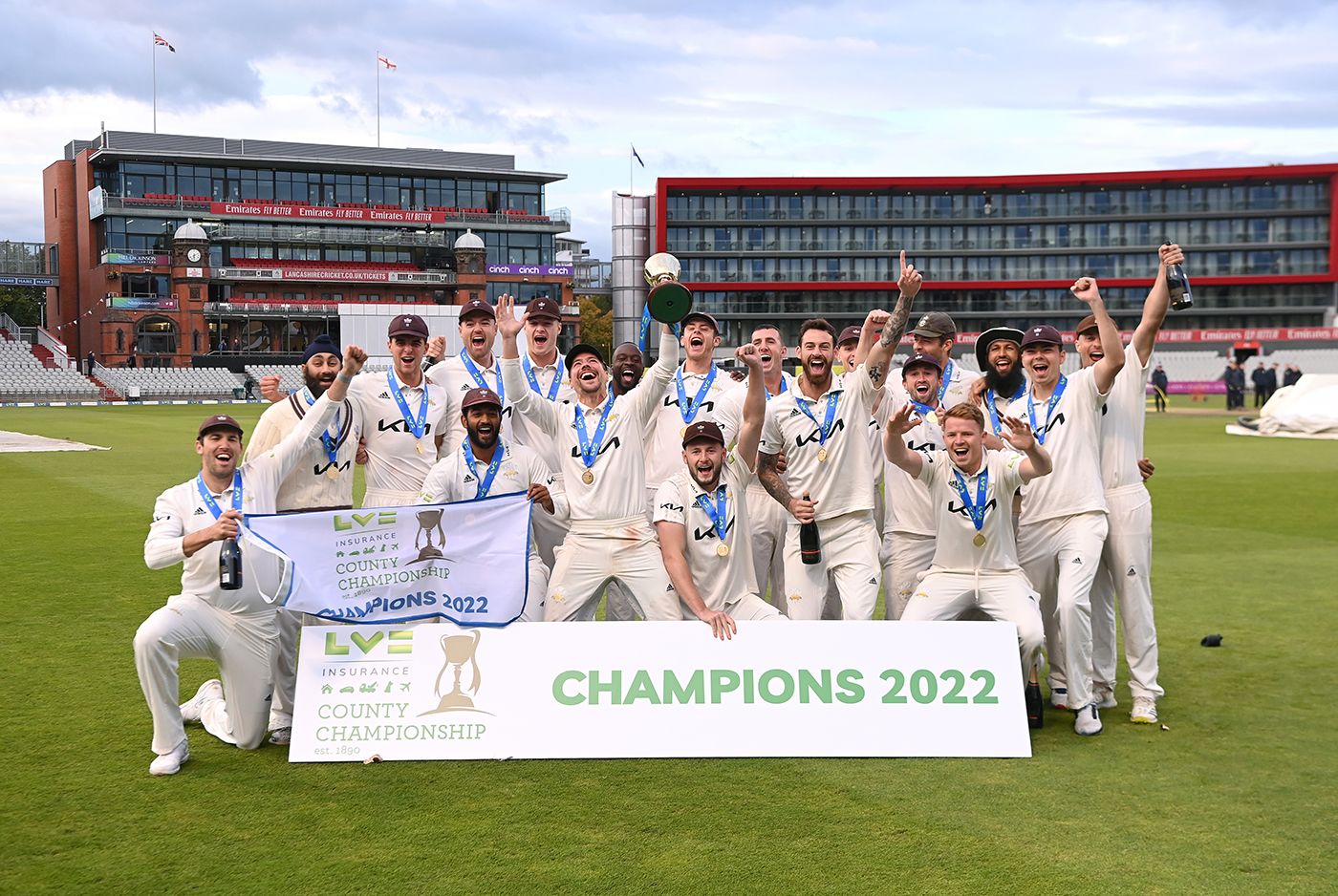Surrey were presented with the County Championship trophy