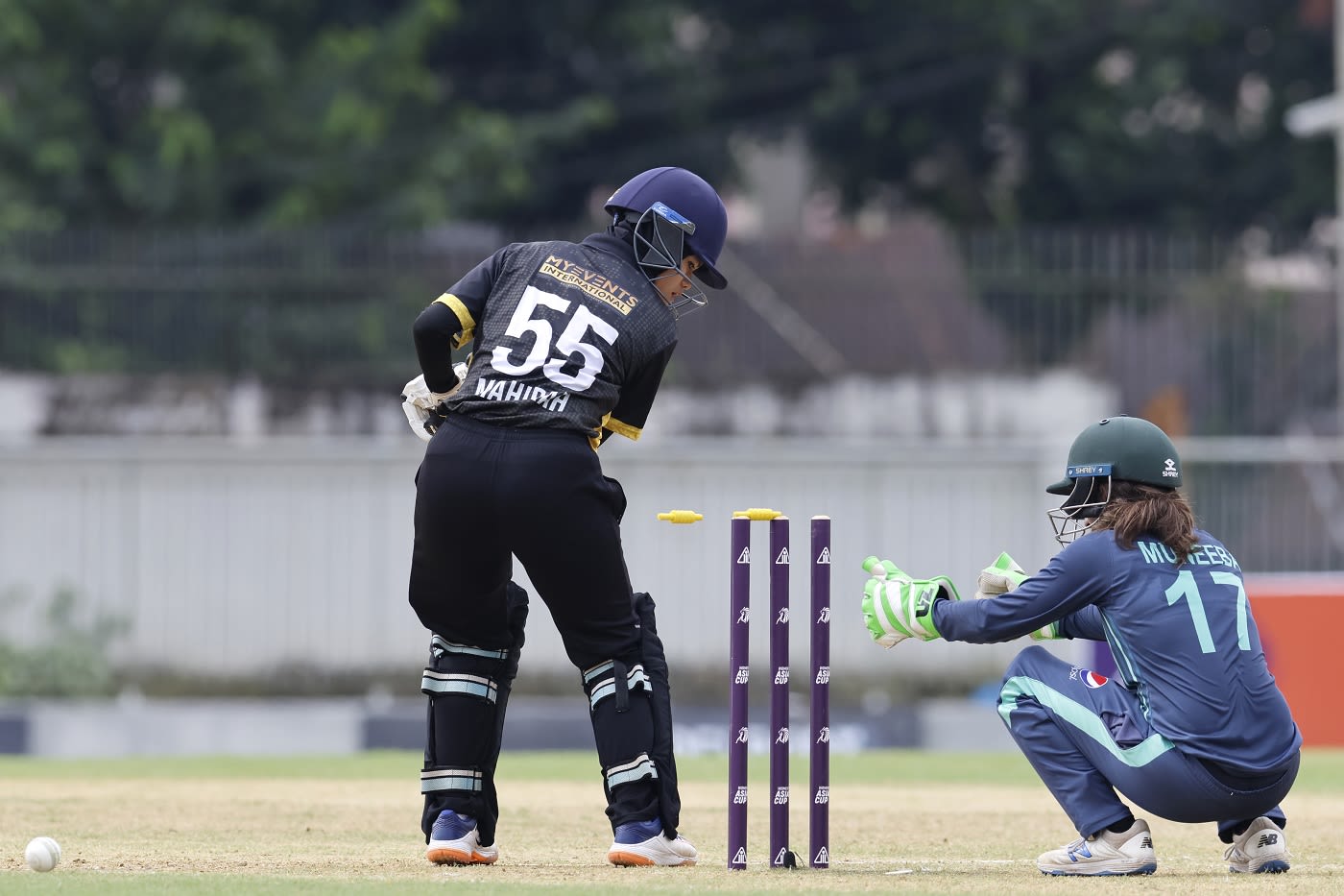 Eight of Malaysia's XI were dismissed for single-digits, including Mahirah Izzati Ismail
